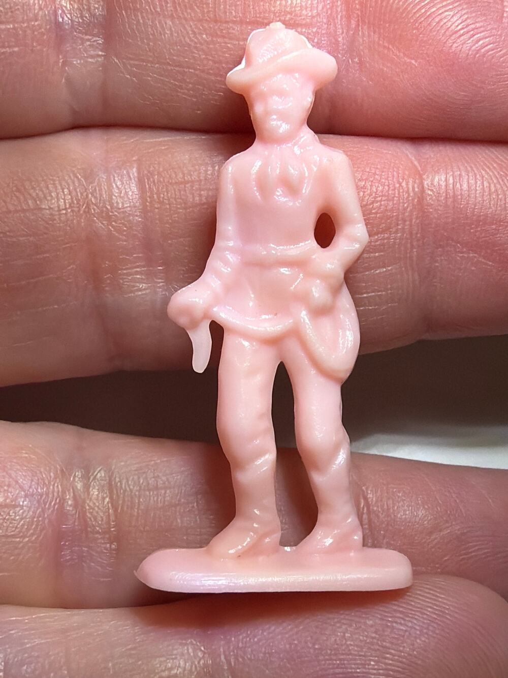 Vintage 1960s Pink Plastic Cowboy Miniature Figure Novelty Toy Cake Topper